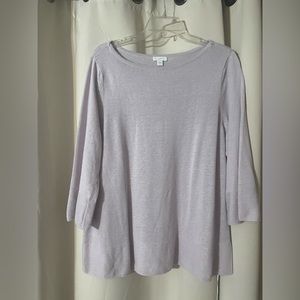 J Jill Linen Blend XL Lightweight lavender Pullover Sweater 3/4 Sleeve BoatNeck